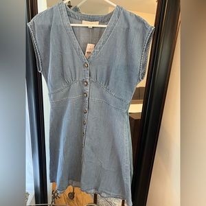 Loft Chambray Button Flare Dress